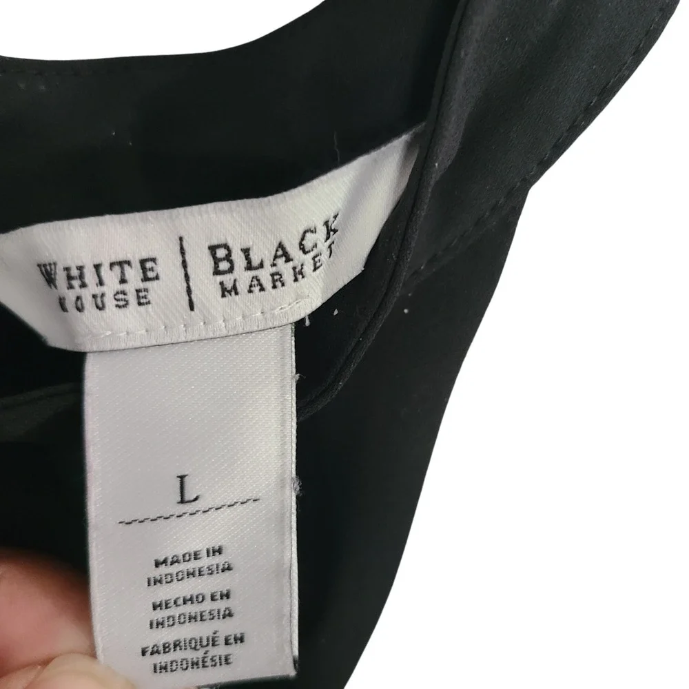 White House Black Market Black White Colorblock Sleeveless Shell Blouse Large - Picture 2 of 12